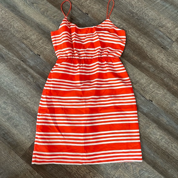 J. Crew Orange and White Dress - Picture 2 of 12